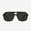 Augusta sunglass. Large sized chunky gloss black frame for men and women. Italian made bio acetate and polarized frame